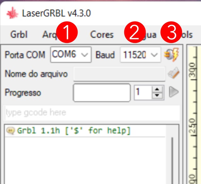 Imagem 2. Conexão no LaserGRBL.