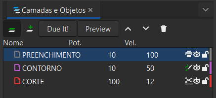 Modos de corte, contorno e preenchimento no Due Studio