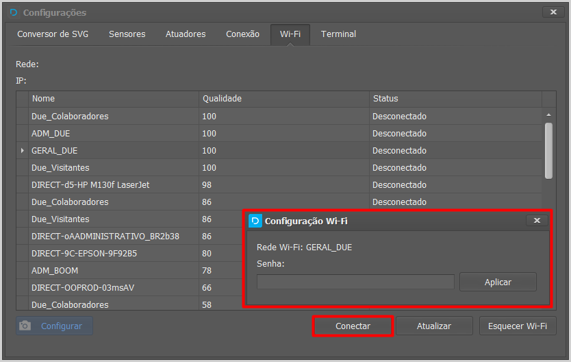Configuração da Due Flow na rede Wi-Fi local