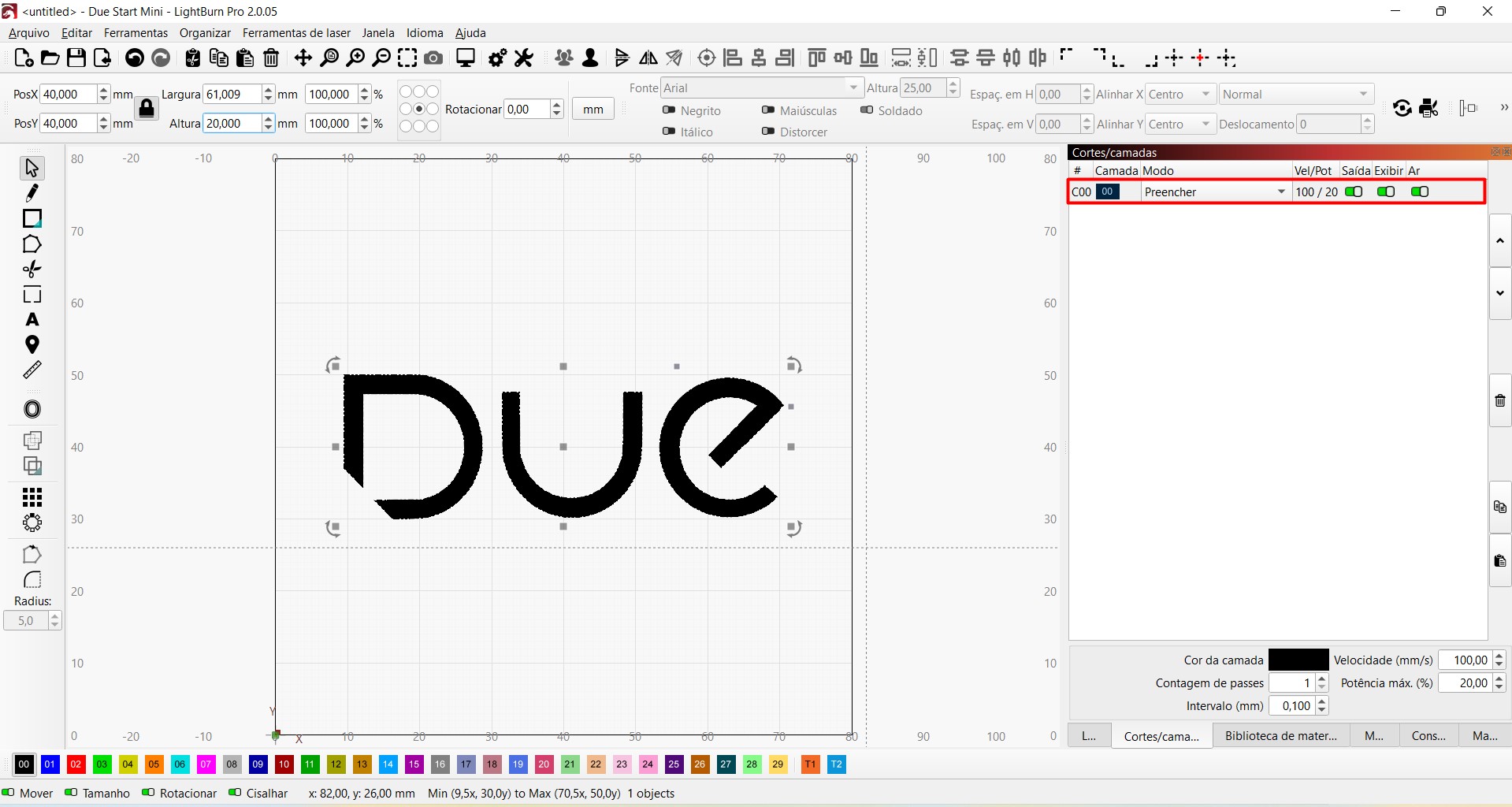 Imagem 2. Aplicando modo preencher.